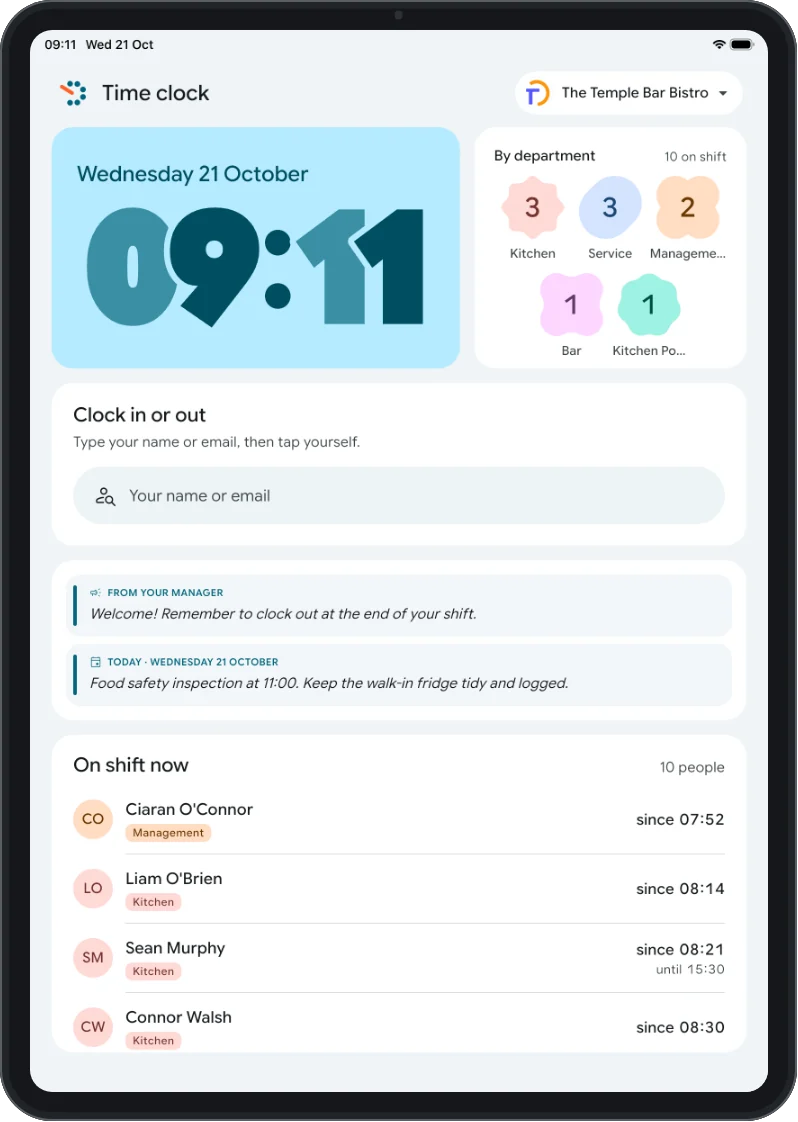 dallero punch-in clock